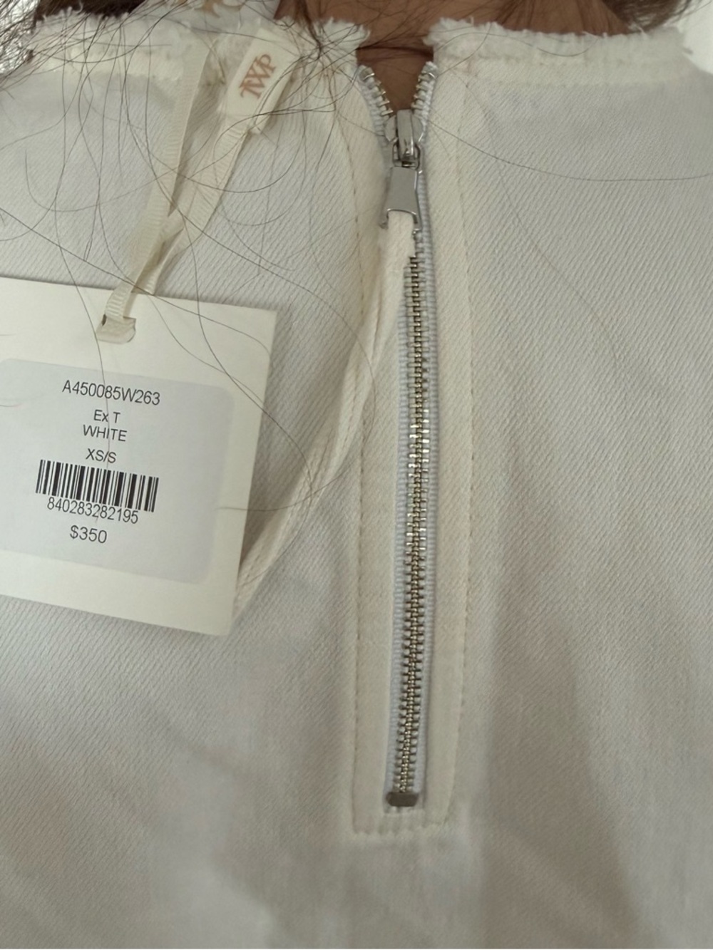 NWT TWP Ex T White Zip-Front Crewneck Top - Picture 6 of 12